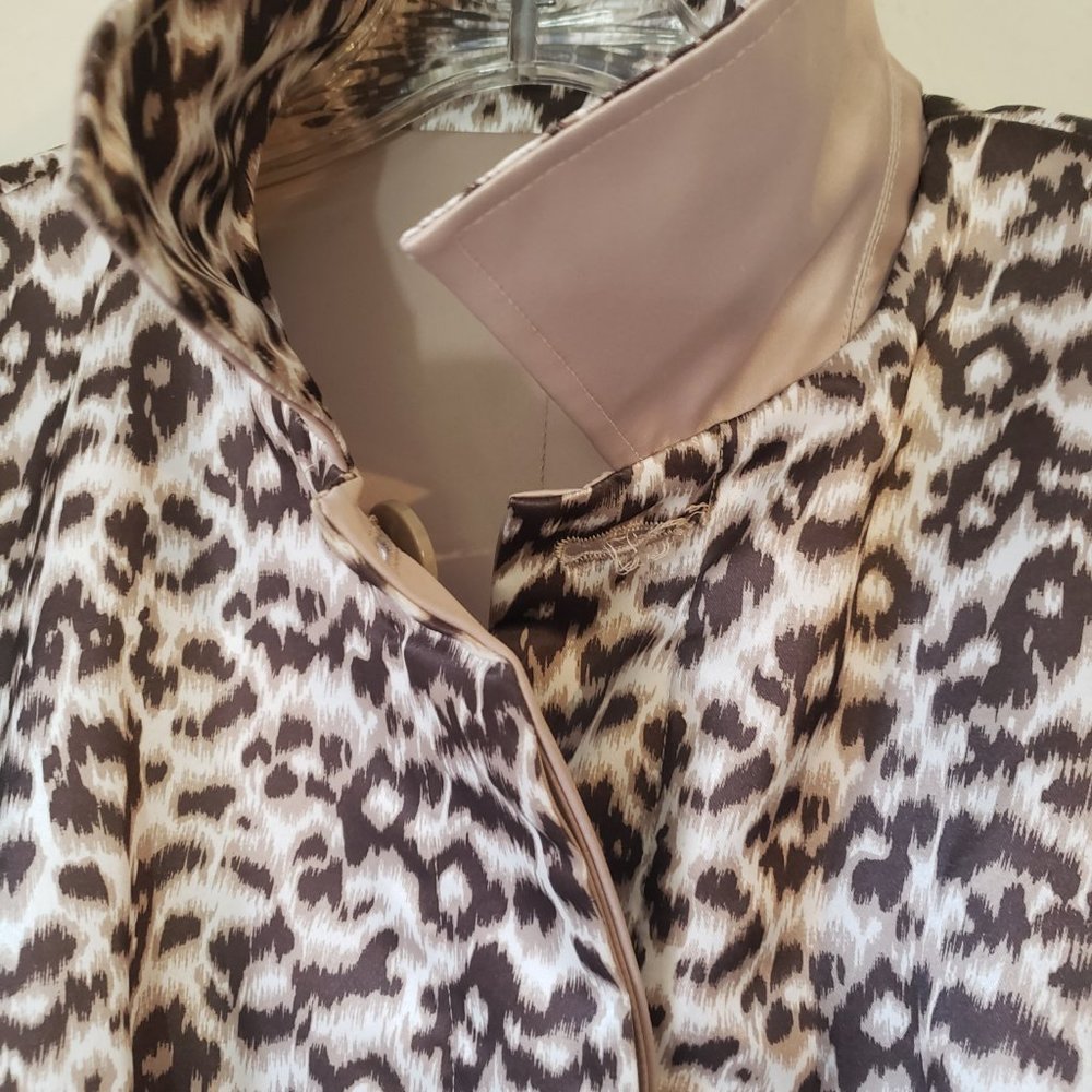 dennis basso - Designer Funky Leopard Print Reversible Trench Coat -Size=Small